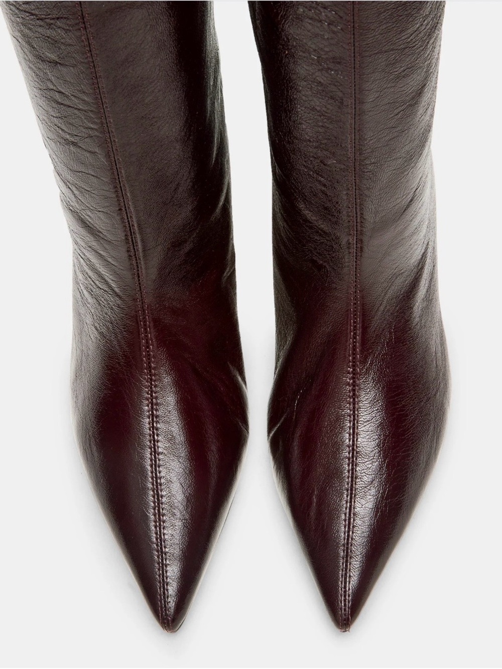 Steve Madden Lytton Pointed Mid-Calf Boot in Burgundy Patent Leather - Picture 2 of 4